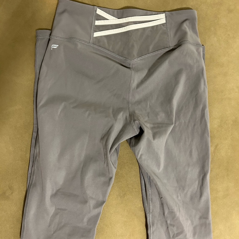 Fabletics Gray Leggings with White Accents